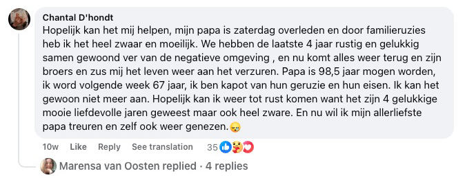 Reactie van Chantal